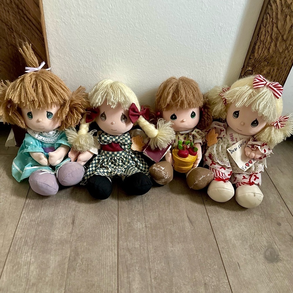 Precious Moments Vintage Cloth Doll Lot Bundle of 4 including one wind up